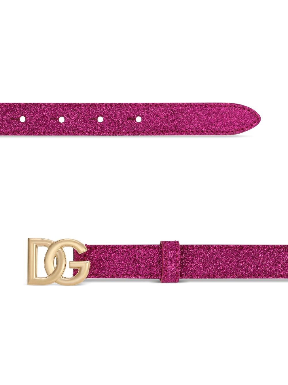 Dolce & Gabbana Kids logo-buckle leather belt - Roze