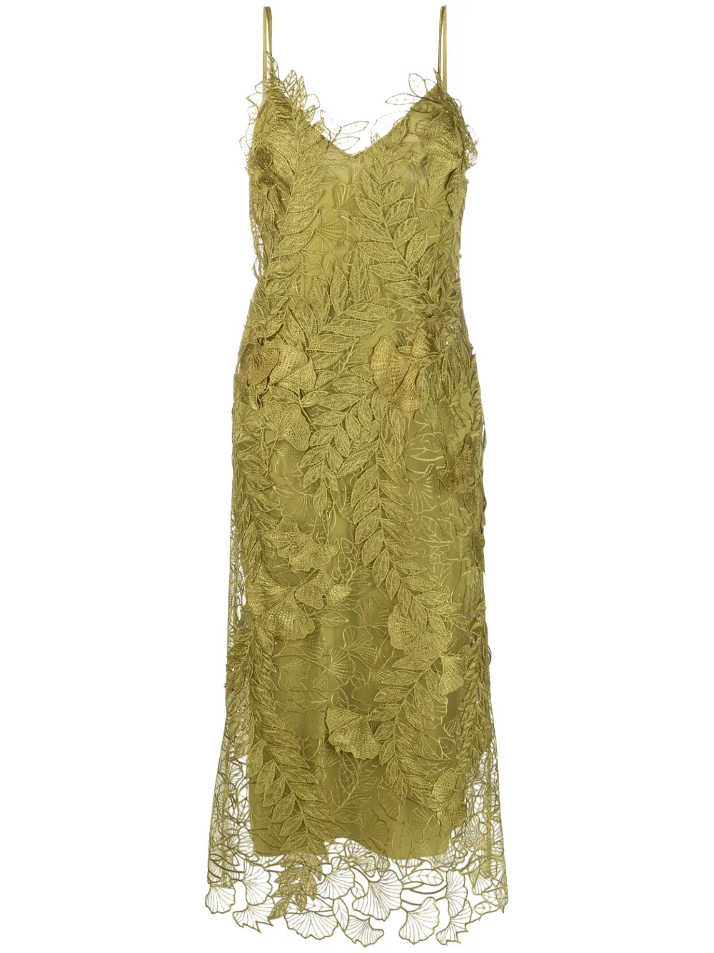 Alberta Ferretti Women's Leaf Applique Midi-dress In Green