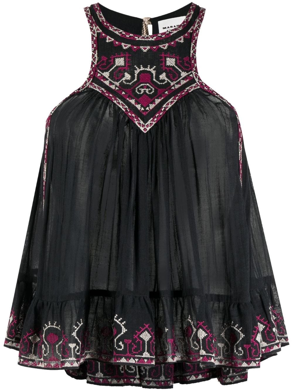 Shop Marant Etoile Pavinia Embroidered Blouse In Black