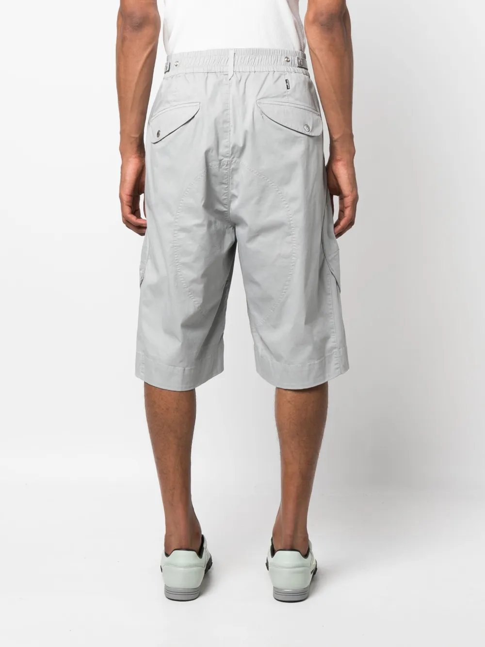 Shop Stone Island Shadow Project Cotton-blend Drop-crotch Shorts In Grey