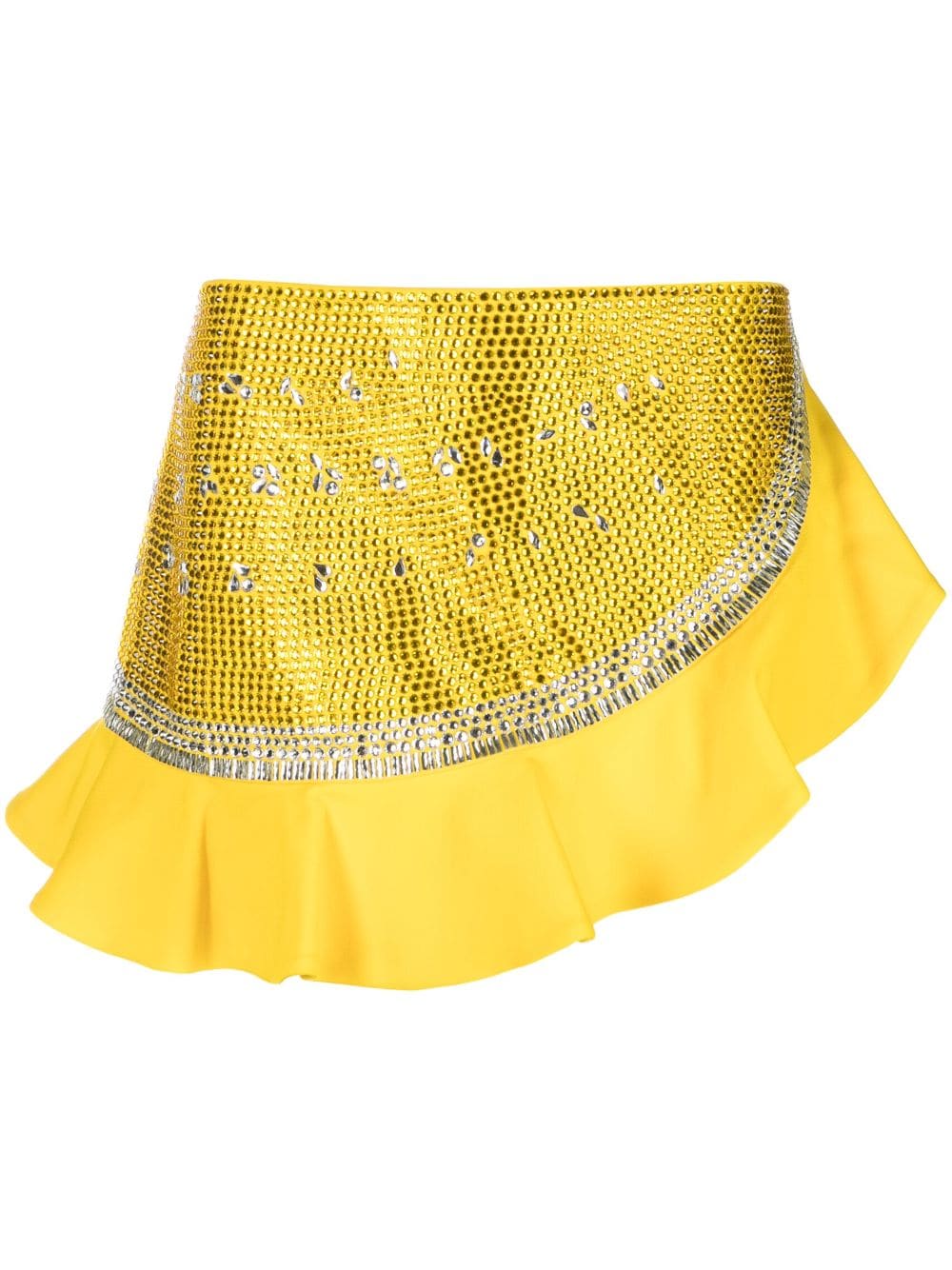 Shop Area Watermelon Crystal-embellished Ruffled Skirt In Yellow