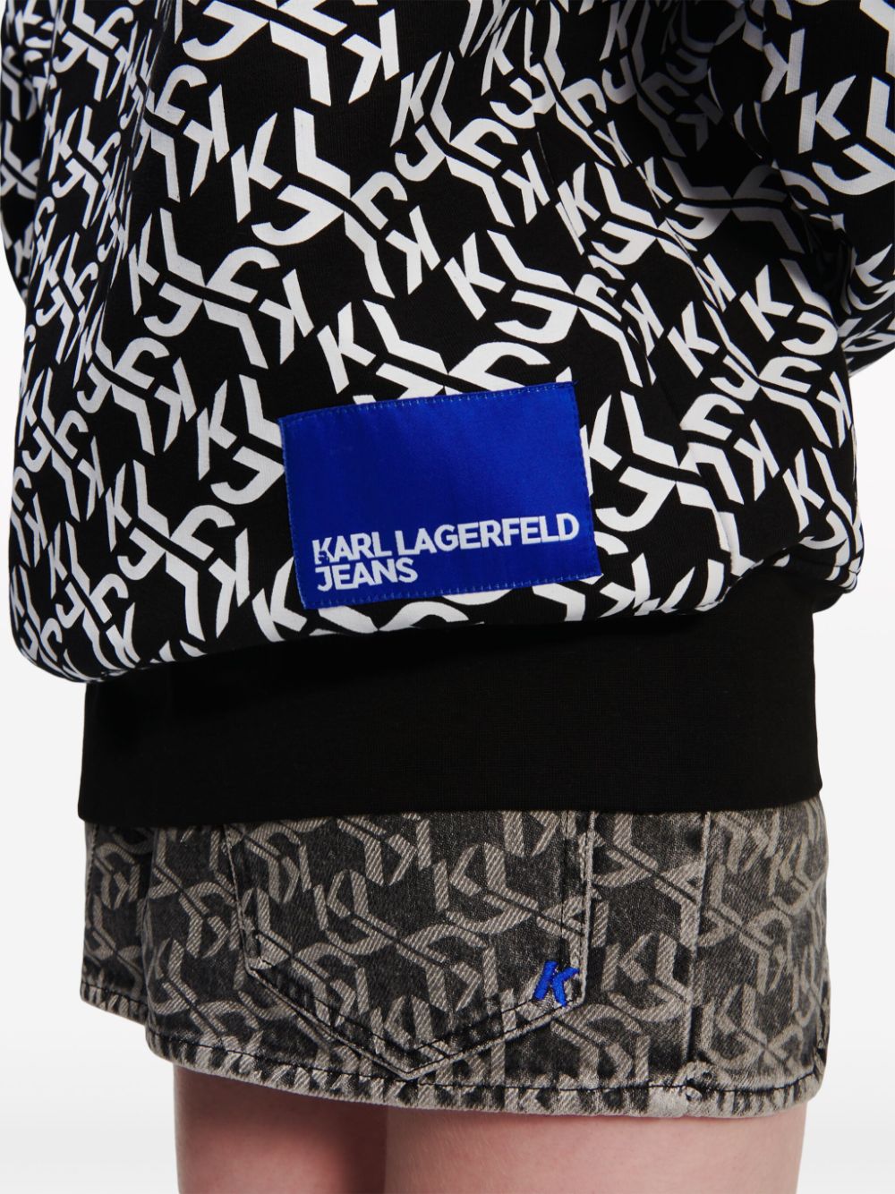 Karl Lagerfeld Jeans Hoodie met monogram-print Zwart