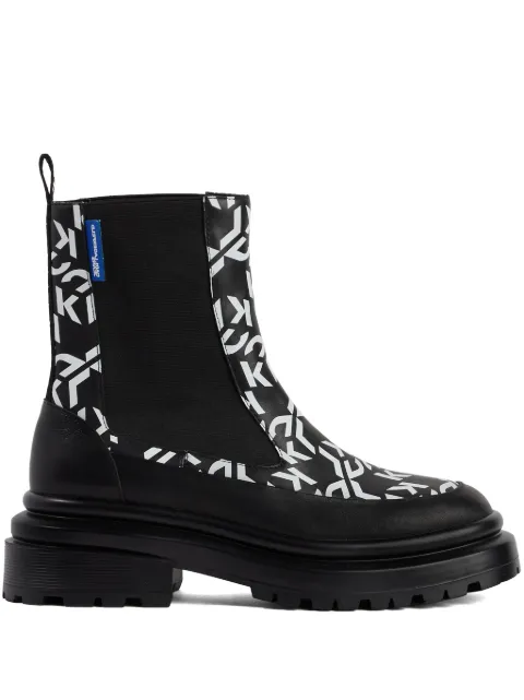 Karl Lagerfeld Jeans logo-print leather ankle boots