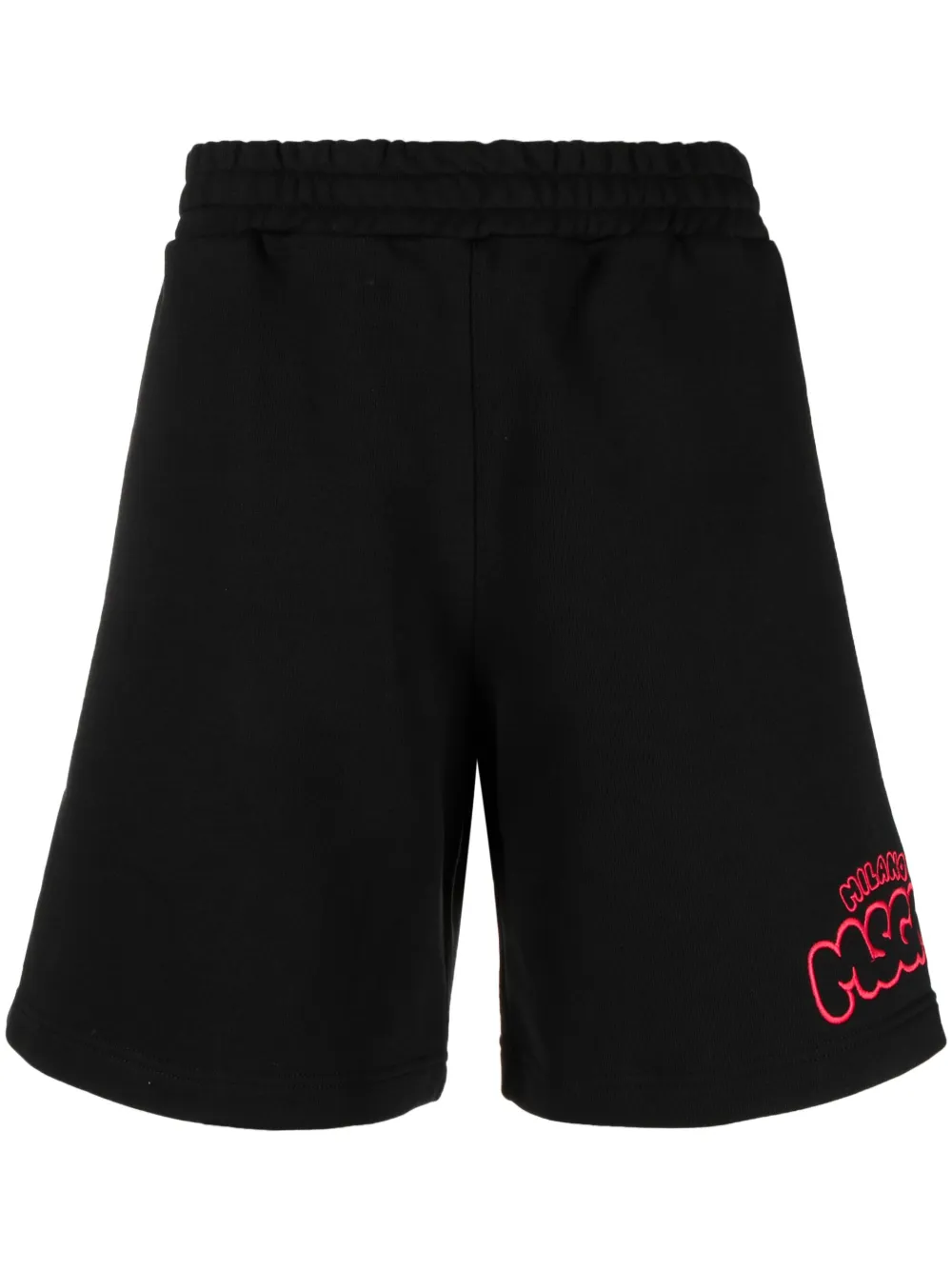 Msgm Embroidered-logo Cotton Track Shorts In Schwarz