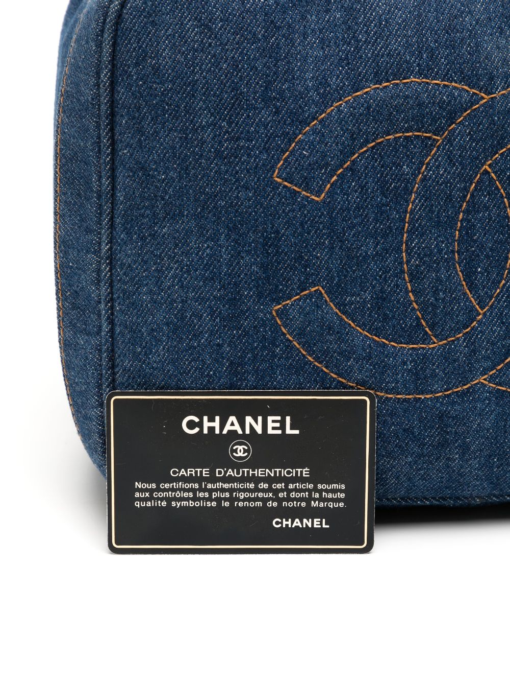 CHANEL 1997 CC stitch denim cosmetic handbag Women