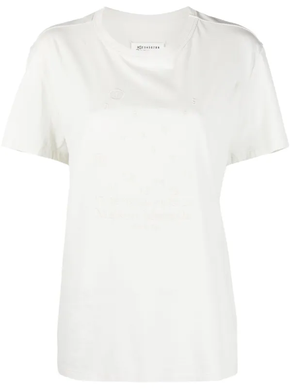 【Maison Margiela】★送料関税込★エンブロイダーTシャツ白黒 国内在庫】MAISON MARGIELA エンブロイダー ロゴ Tシャツ