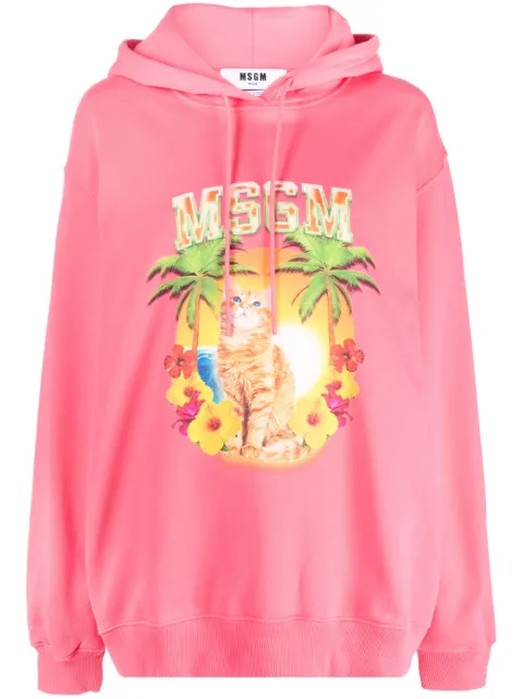 MSGM graphic-print cotton hoodie