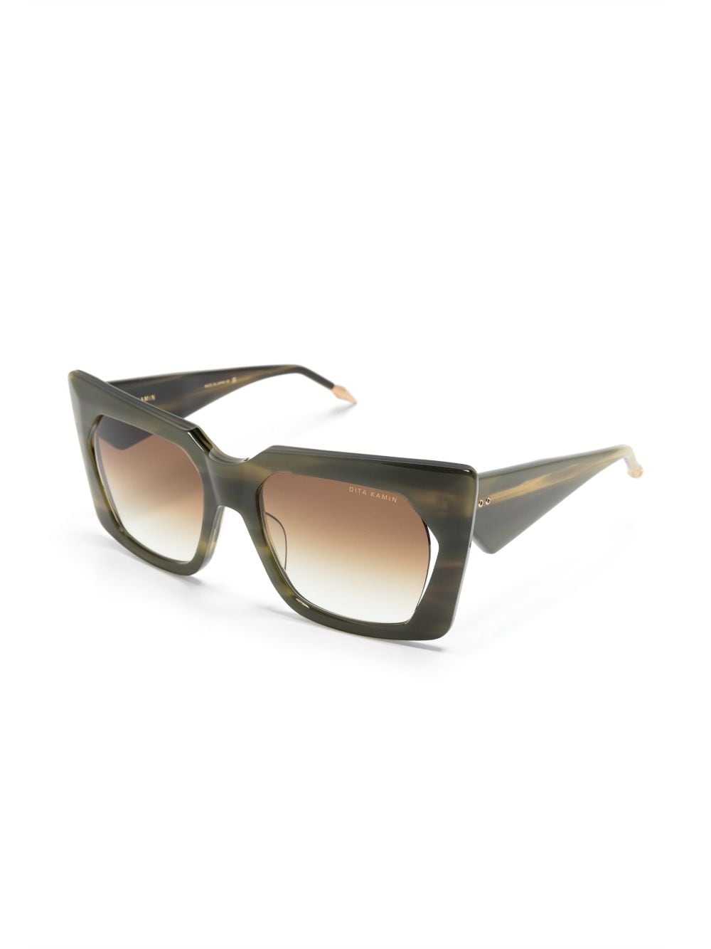 Shop Dita Eyewear Kamin Rectangular-frame Sunglasses In Grün
