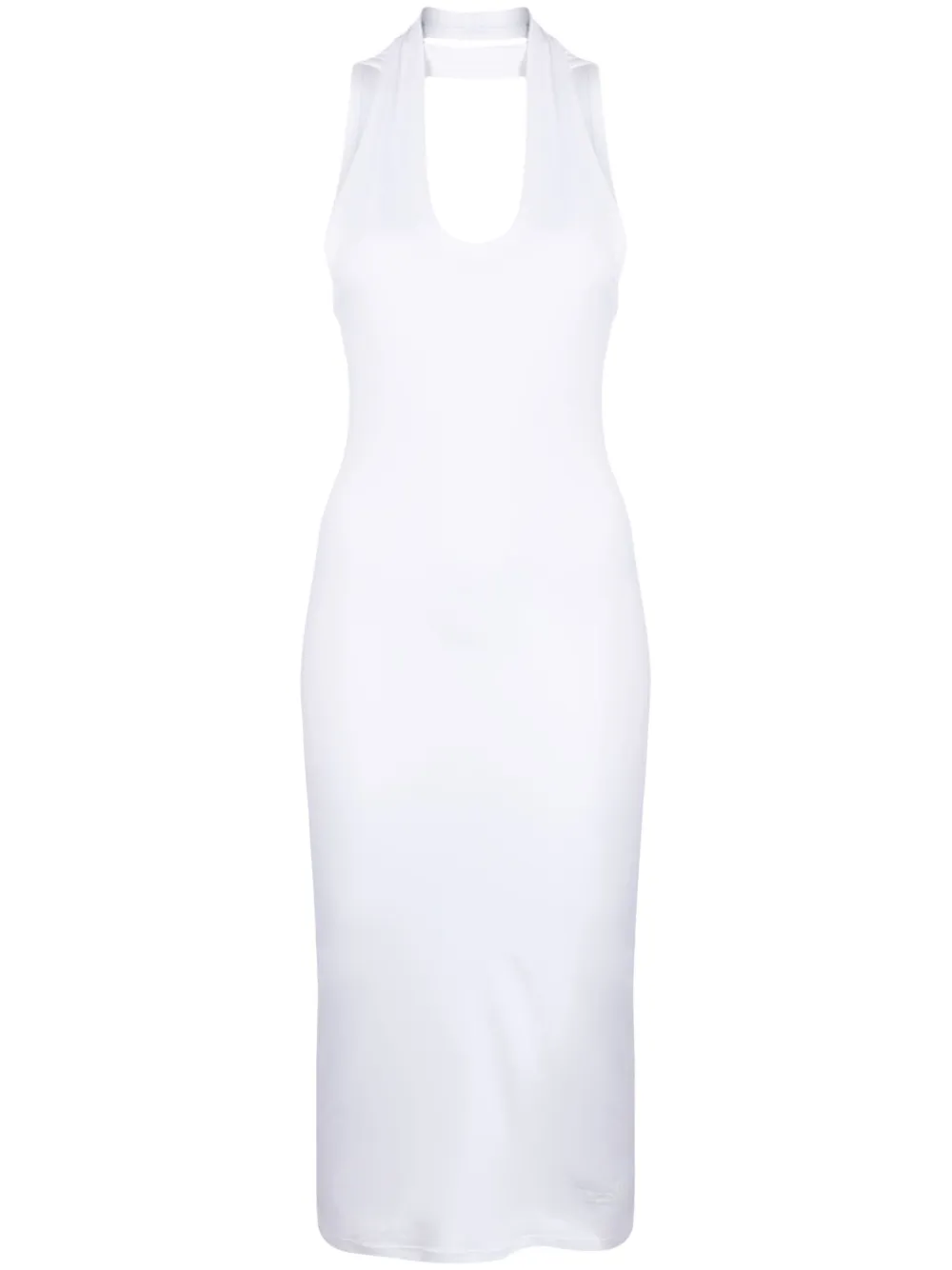 Shop Mm6 Maison Margiela Halterneck Midi Dress In White