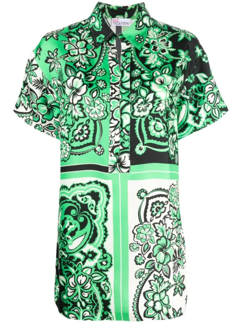 RED Valentino botanical-print silk blouse