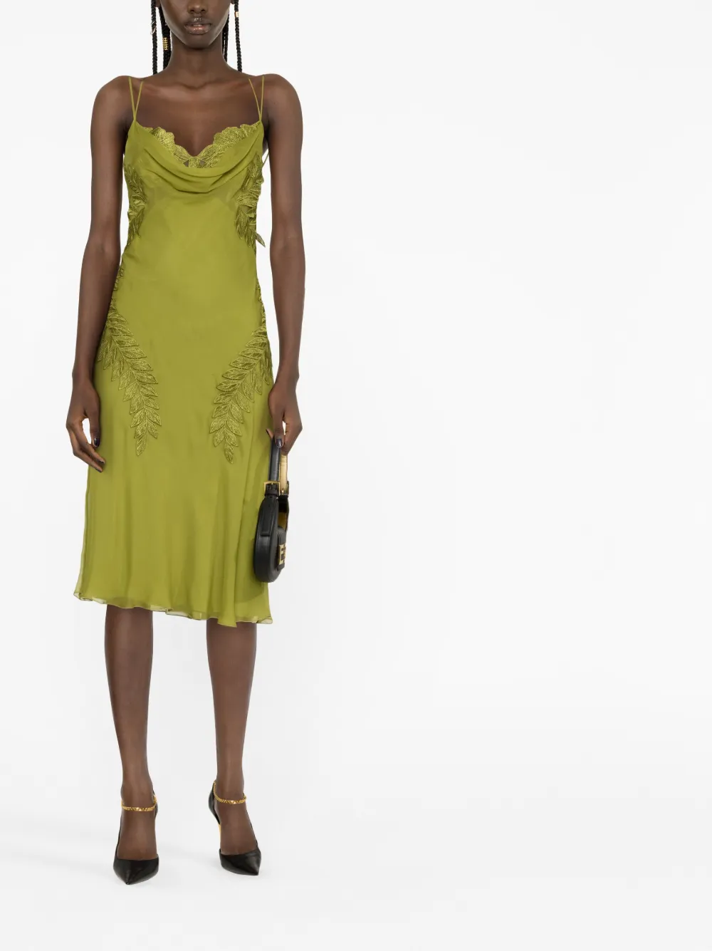 Alberta Ferretti Mouwloze midi-jurk - Groen