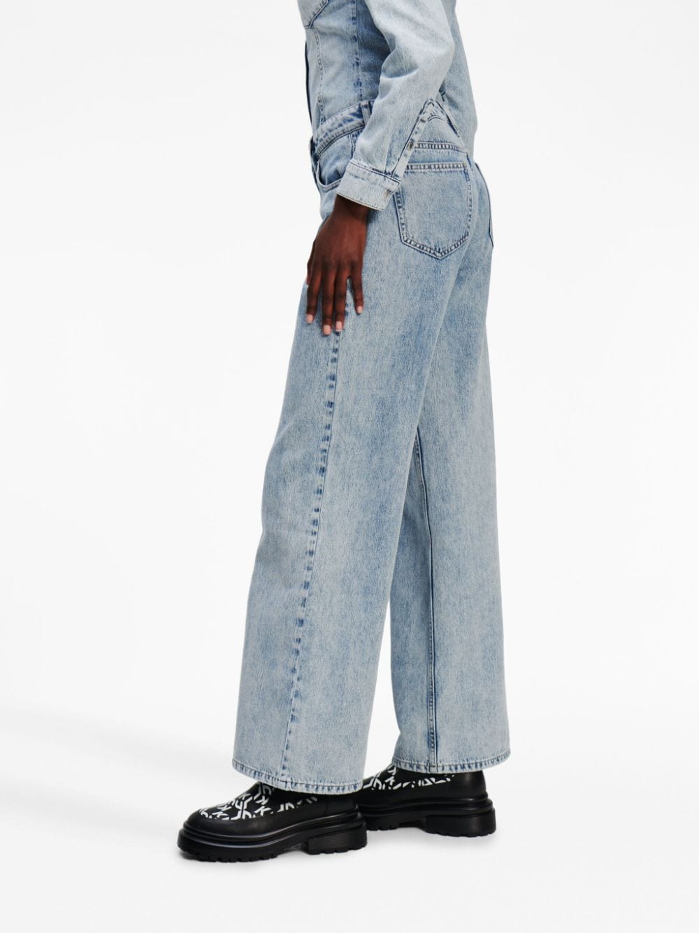 Shop Karl Lagerfeld Jeans Mid-rise Wide-leg Jeans In Blue