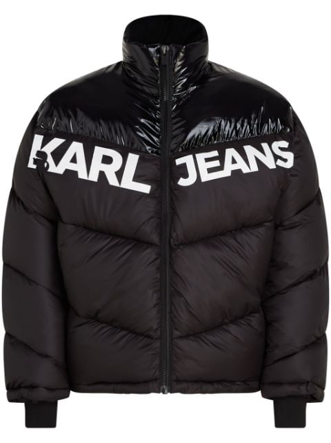 Karl Lagerfeld Jeans logo-print panelled padded jacket