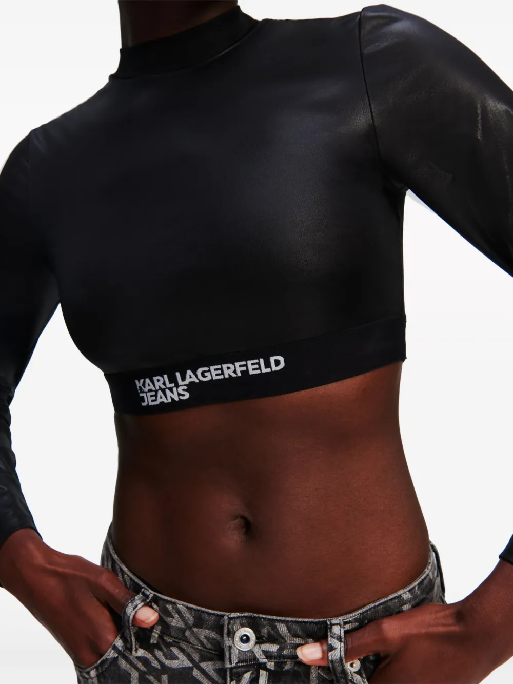 Karl Lagerfeld Jeans Crop top met logo Zwart