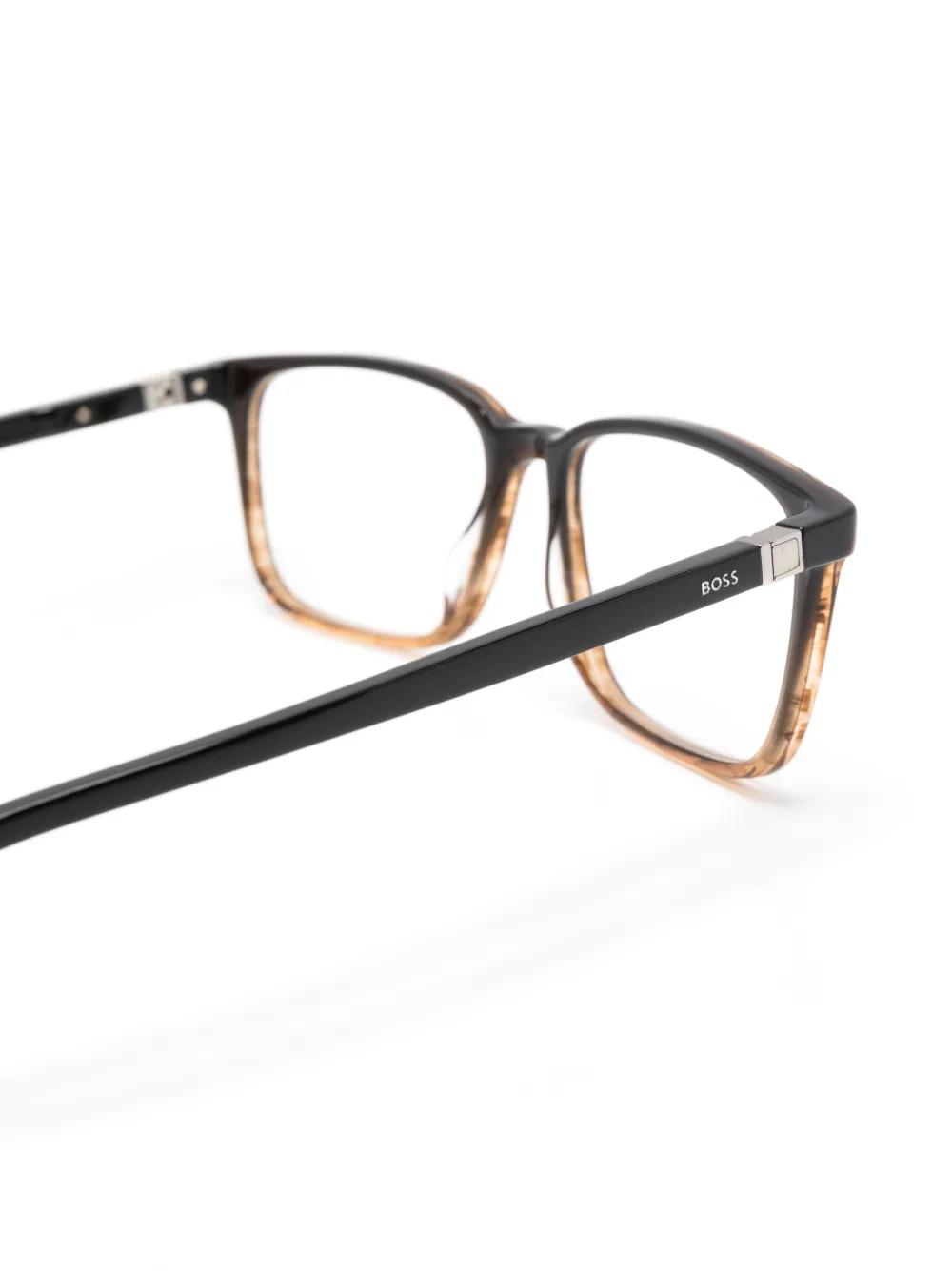  Boss Logo-print Square-frame Glasses - Brown 