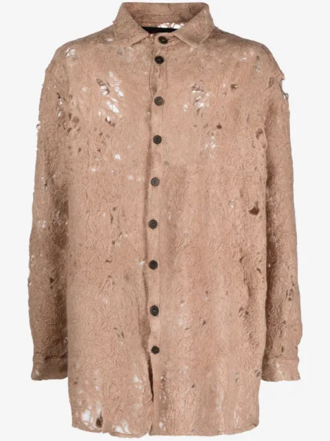 VITELLI raw-cut finish long-sleeve shirt 