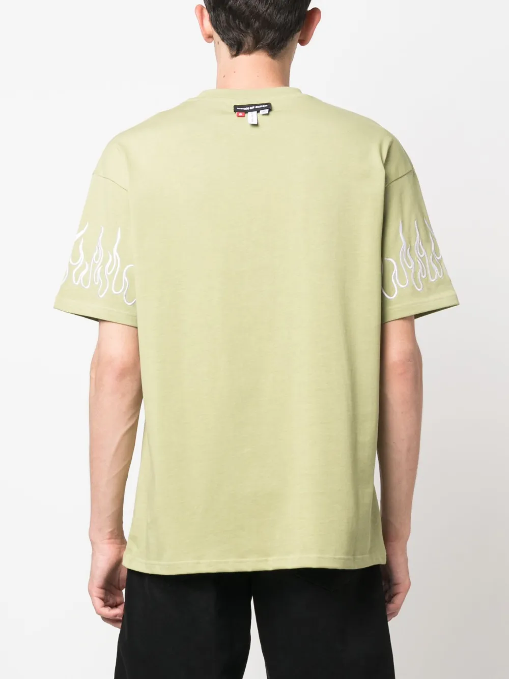 Vision Of Super Flame-embroidered Cotton T-shirt In Green