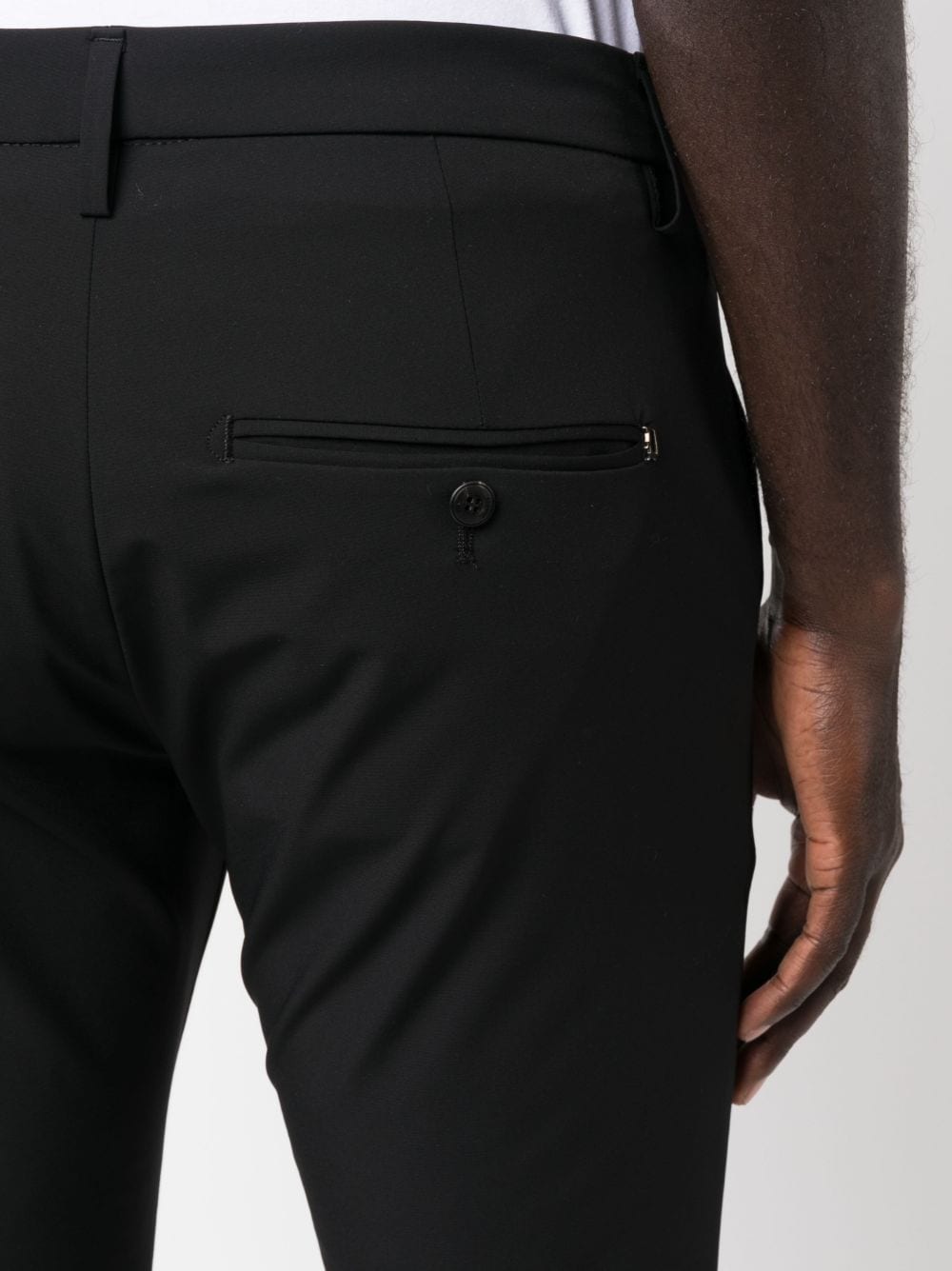 Shop Dondup Slim-cut Cotton Trousers In Black