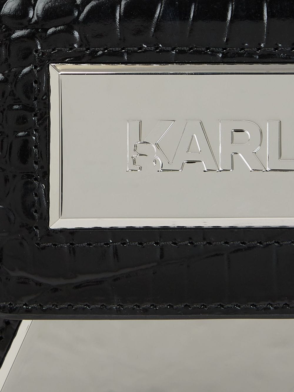 Shop Karl Lagerfeld Ikon/k Crocodile-effect Crossbody Bag In Black