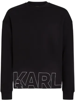 Karl Lagerfeld logo print crew neck Sweatshirt Black FARFETCH AE