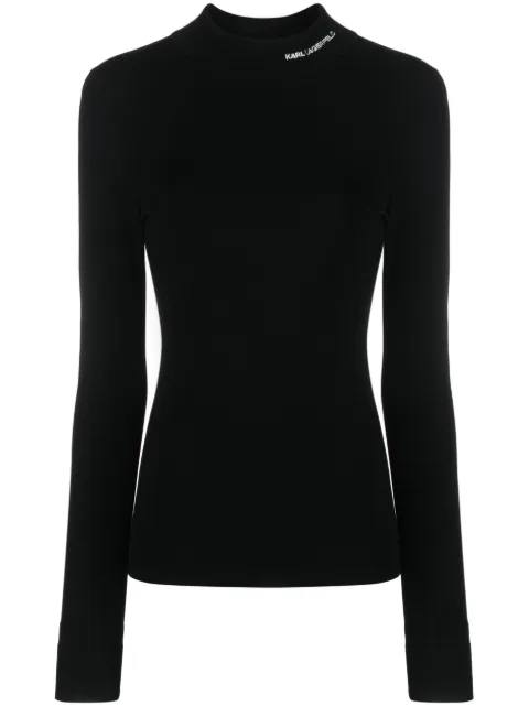 Karl Lagerfeld logo-embroidered roll-neck jumper