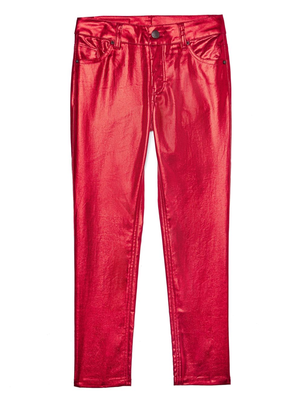 karl lagerfeld kids pantalon droit à effet enduit métallisé - rouge