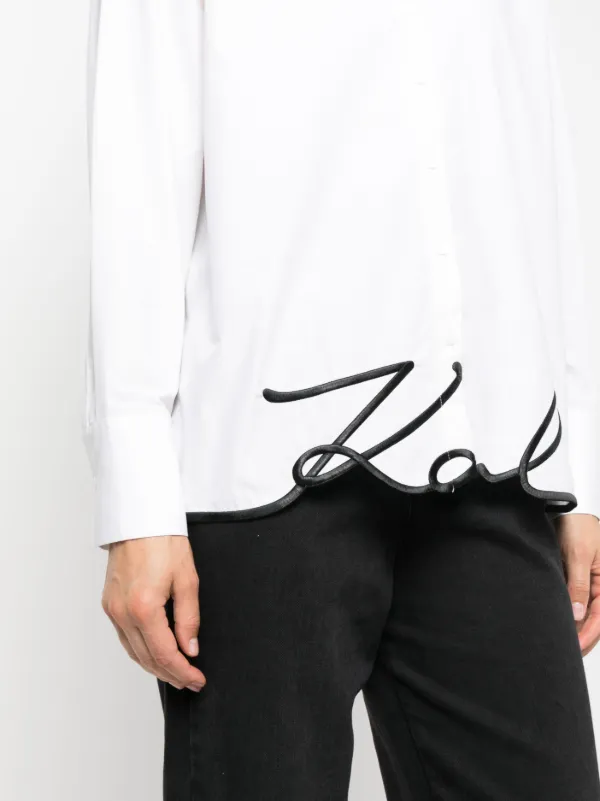 Karl Lagerfeld signature-embroidery Organic Cotton Shirt - Farfetch 