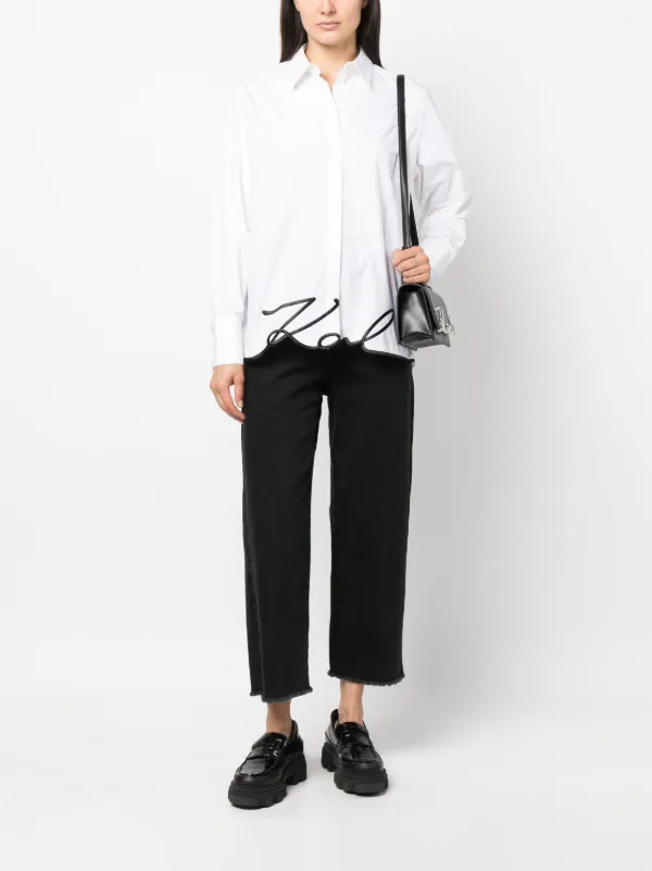 Karl Lagerfeld signature-embroidery Organic Cotton Shirt - Farfetch 