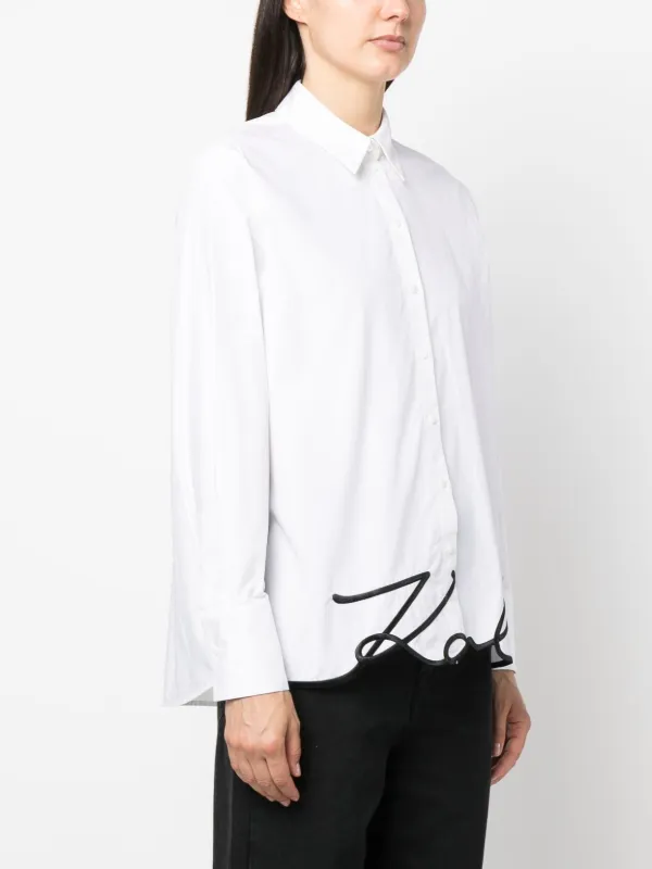 Karl Lagerfeld signature-embroidery Organic Cotton Shirt - Farfetch 