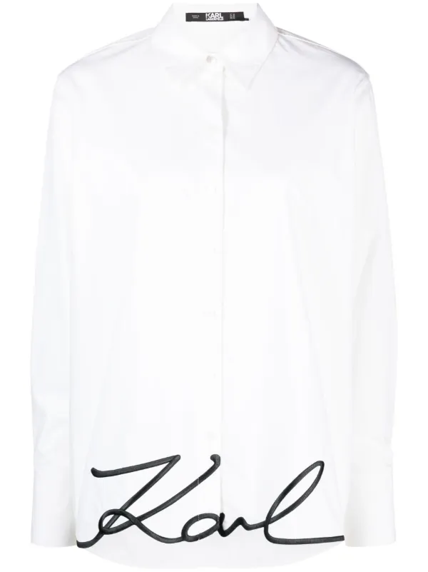 Karl Lagerfeld signature-embroidery Organic Cotton Shirt - Farfetch