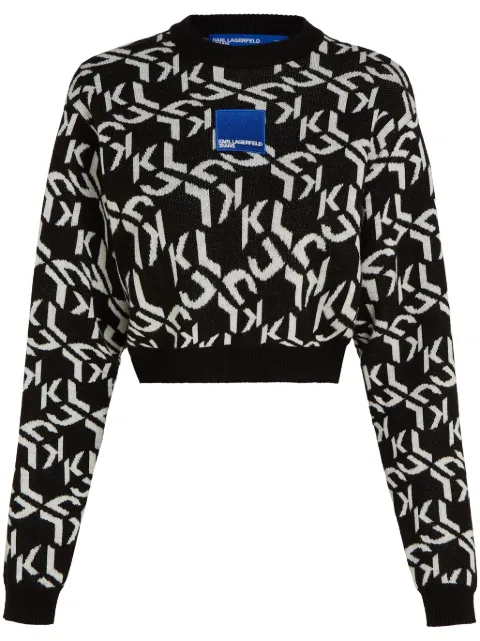 Karl Lagerfeld Jeans monogram-jacquard cropped jumper 