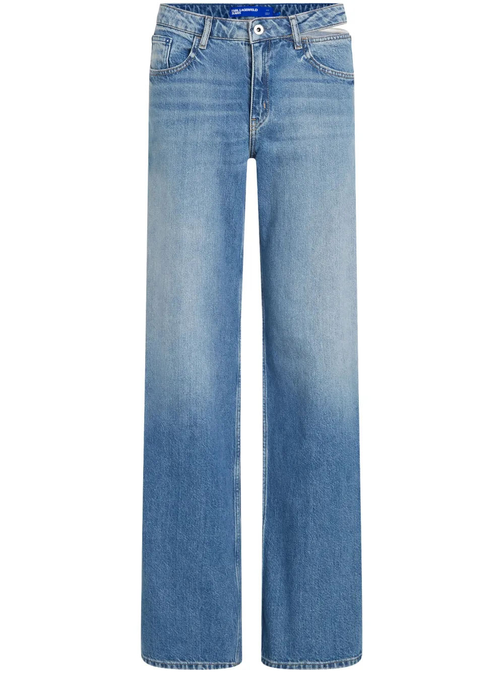 Karl Lagerfeld Jeans Cut-out Wide-leg Jeans In Blue