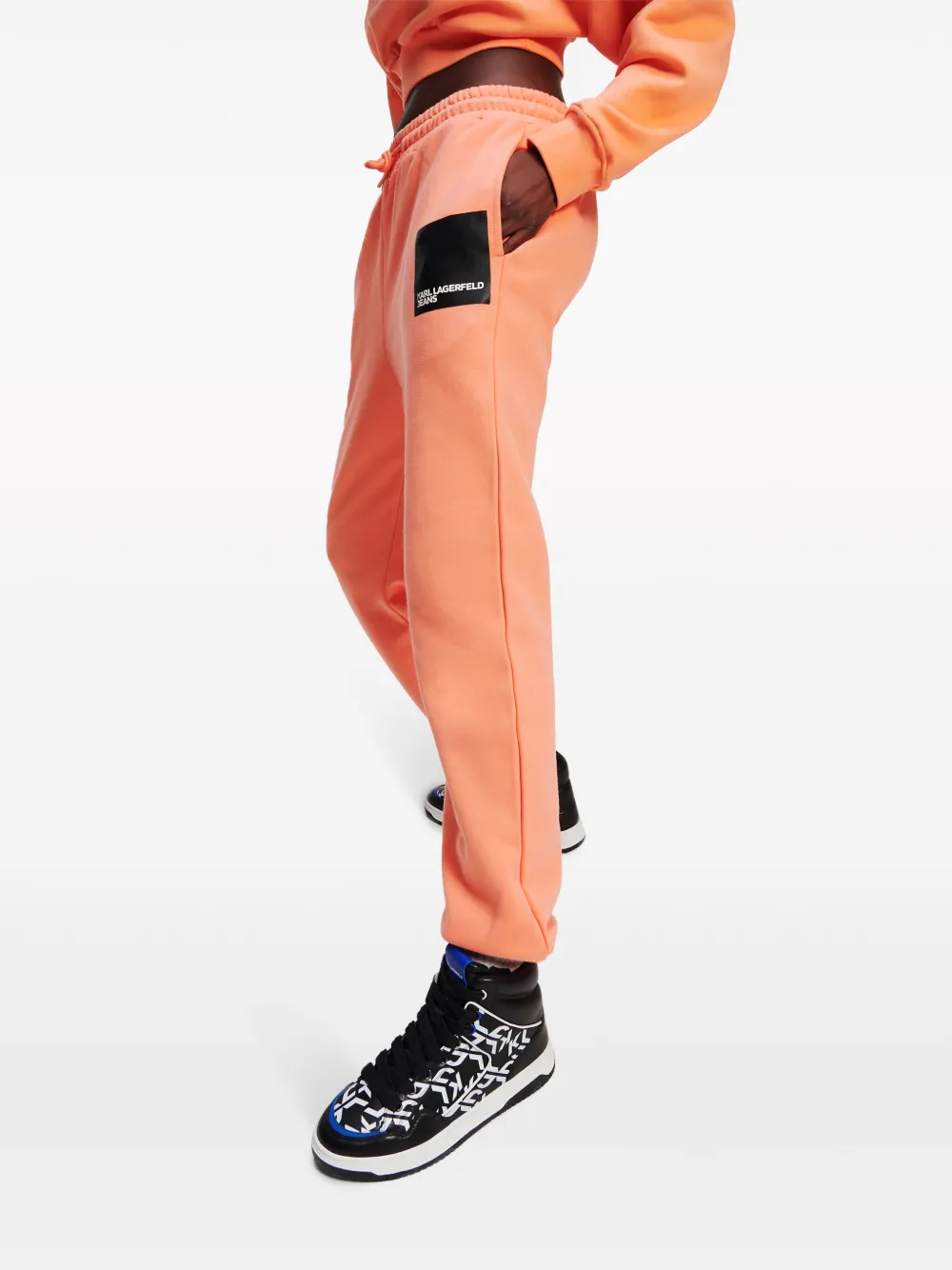 Karl Lagerfeld Jeans Logo-print Organic Cotton Track Pants In Orange