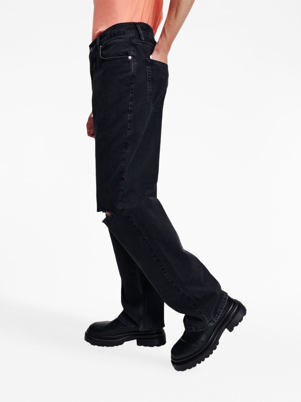Shop Karl Lagerfeld Jeans Logo-patch Straight-leg Jeans In Black