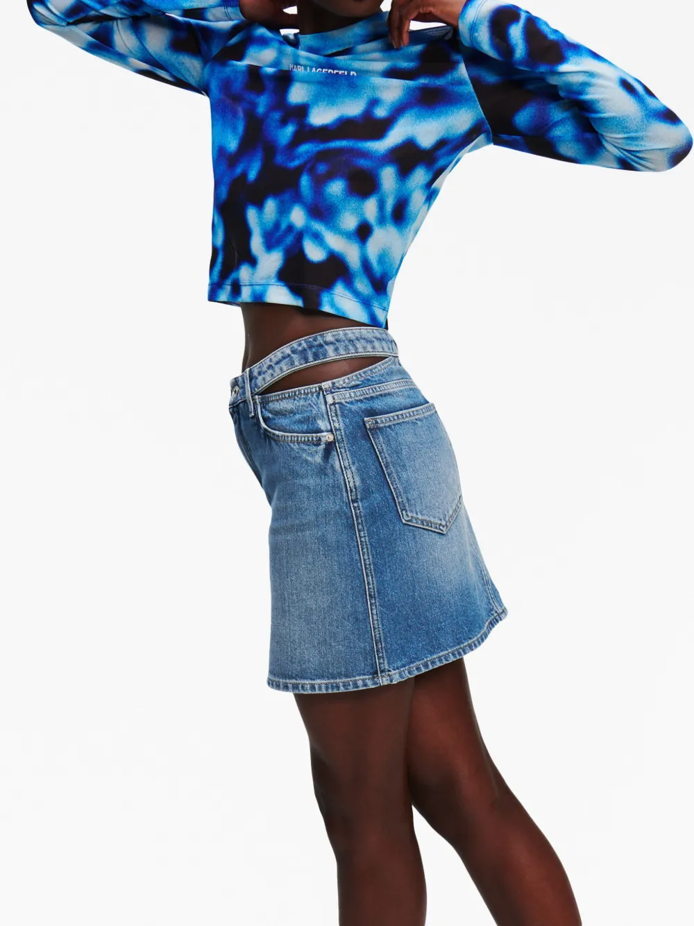 Karl Lagerfeld Jeans Logo-patch Denim Miniskirt In Blue