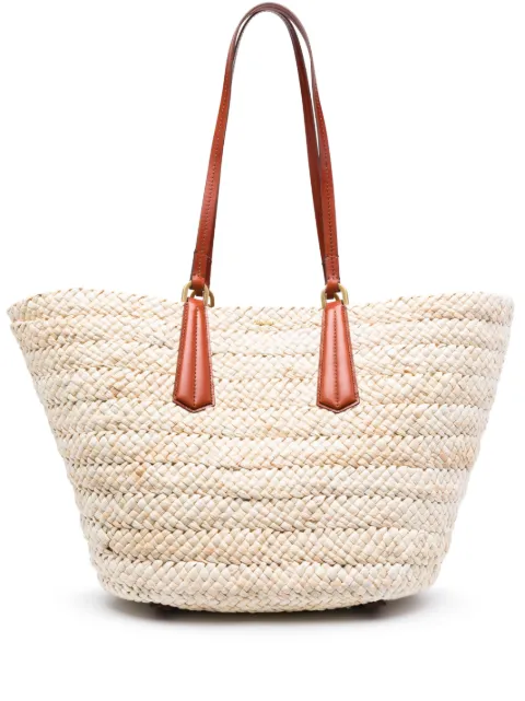 Max Mara logo plaque braided tote bag