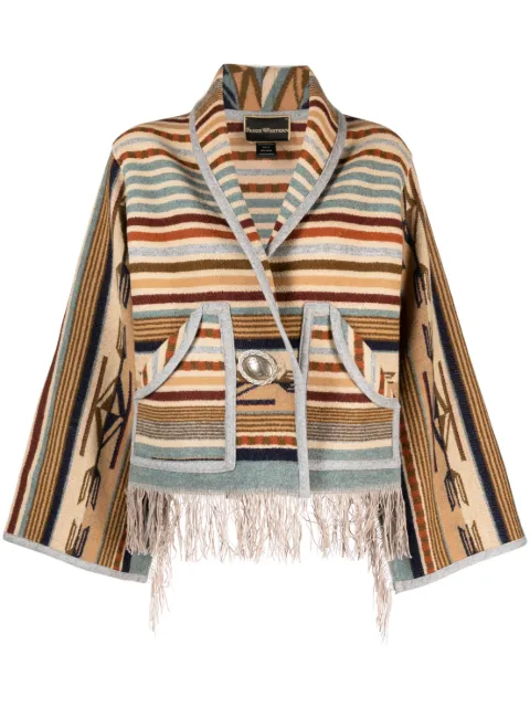 Jessie Western fringe-detail striped cropped jumper