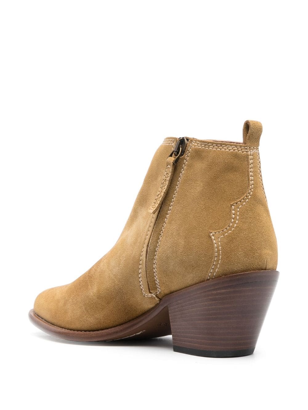 Shop Sartore Ankle-lenght Suede Cowboy Boots In Neutrals