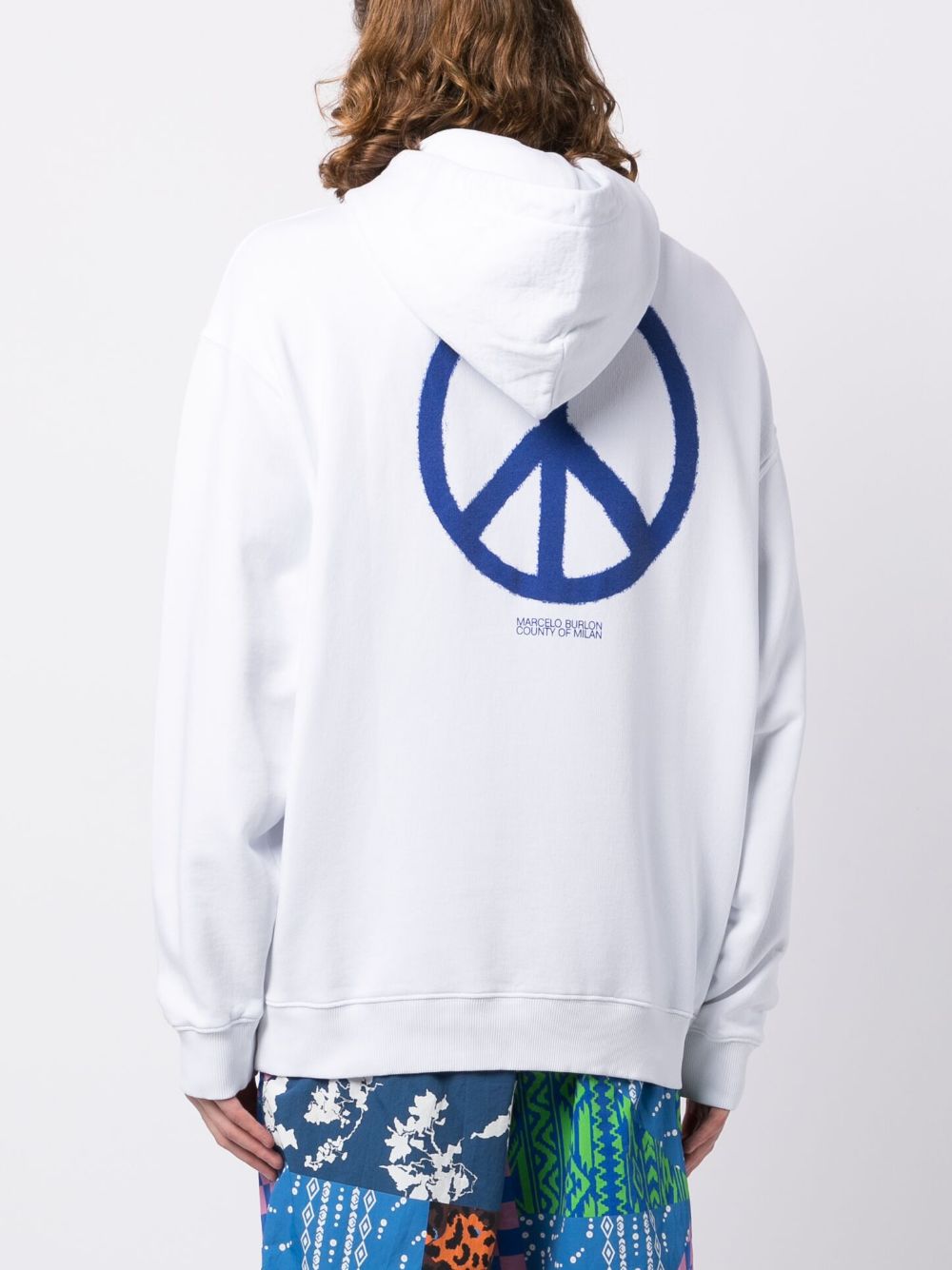 Shop Marcelo Burlon County Of Milan County Peace Printed Hoodie In White