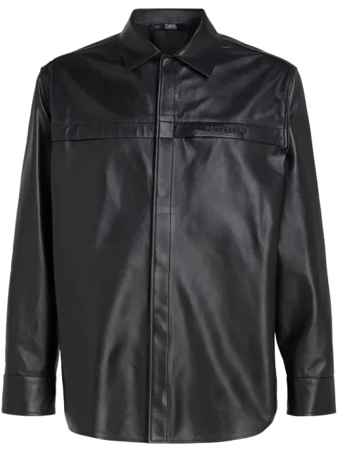 Karl Lagerfeld leather pocket button-up shirt