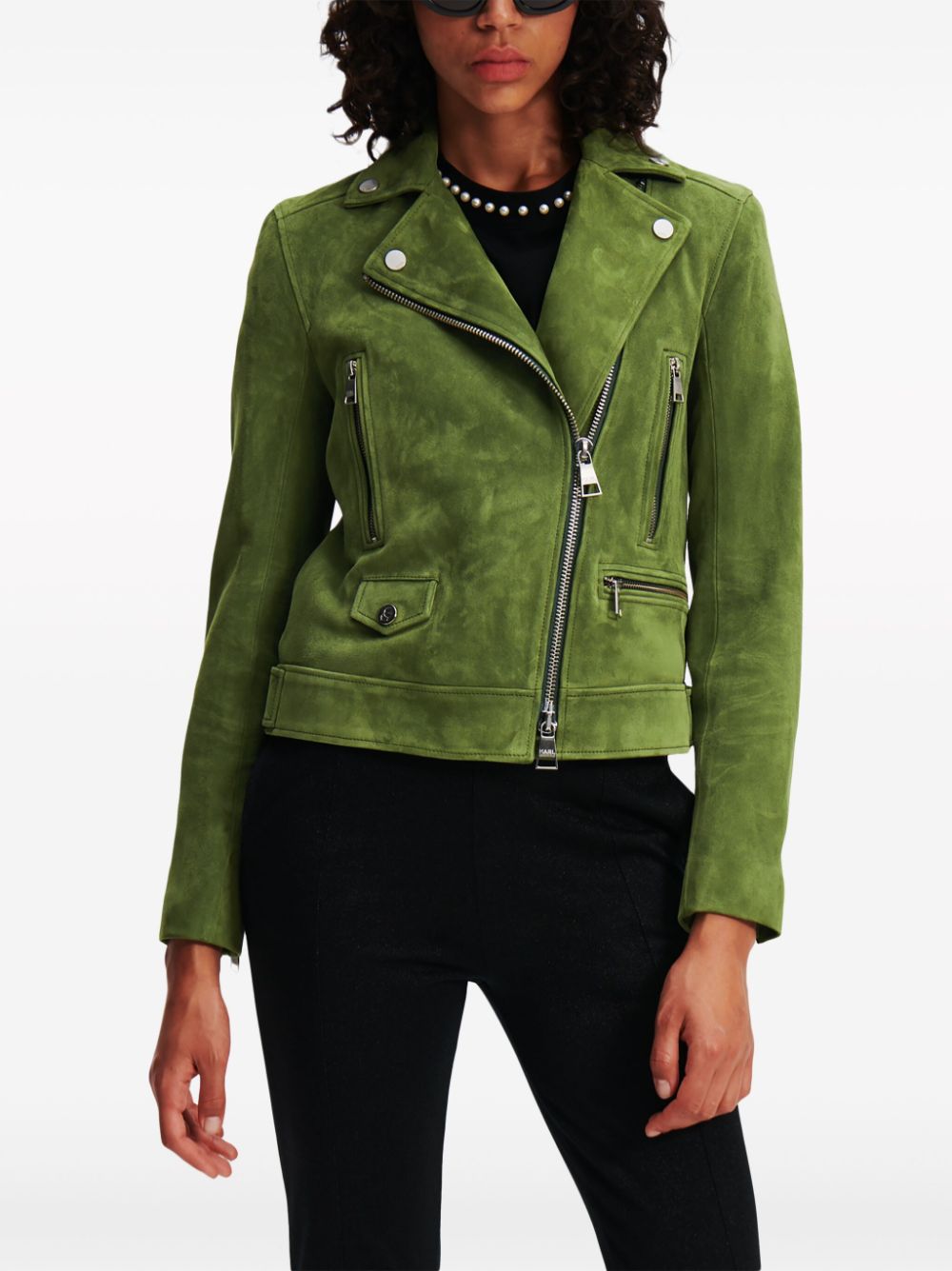 Green suede 2025 leather jacket