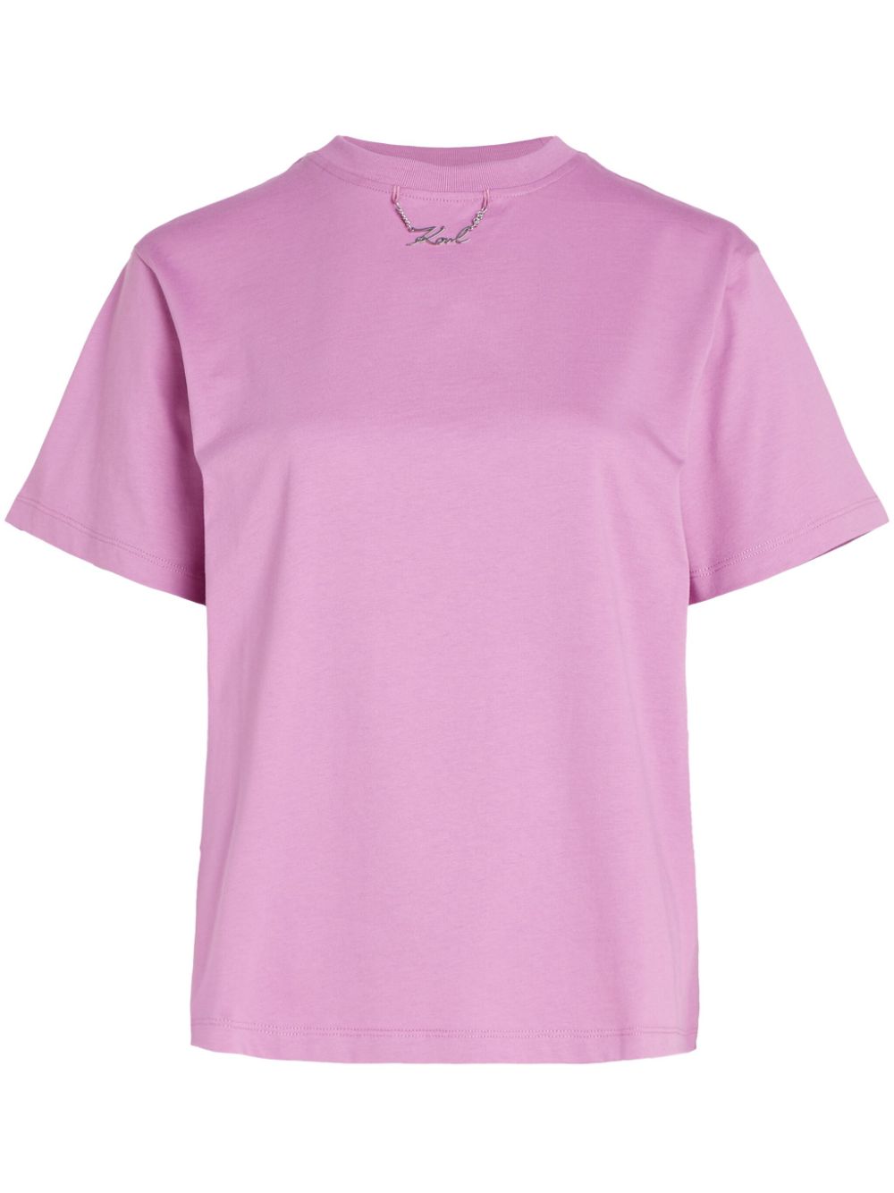 Karl Lagerfeld Logo-plaque Organic-cotton T-shirt In Pink