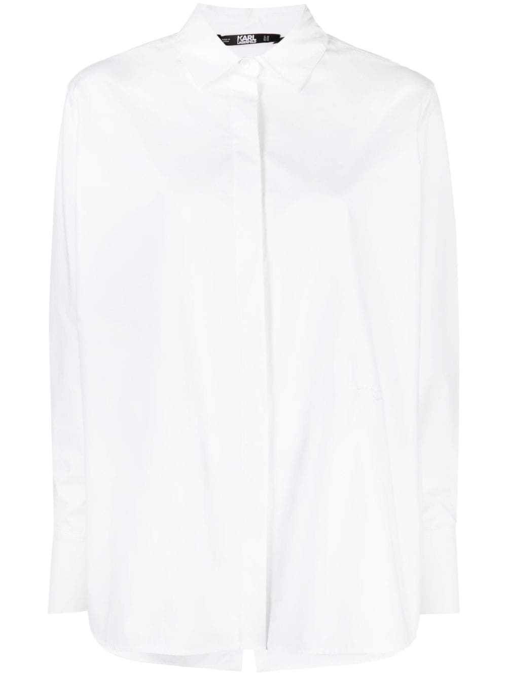 Karl Lagerfeld Long-sleeve Monogram Cotton Shirt In White