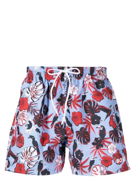 BOSS Piranha floral-print swim shorts