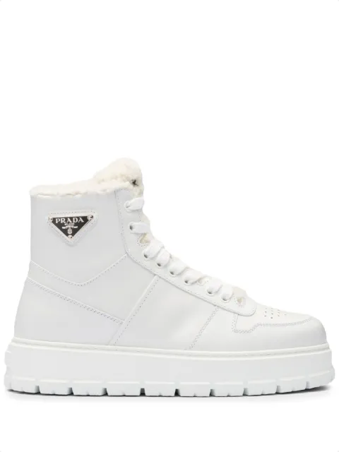 Prada triangle-logo high-top leather sneakers