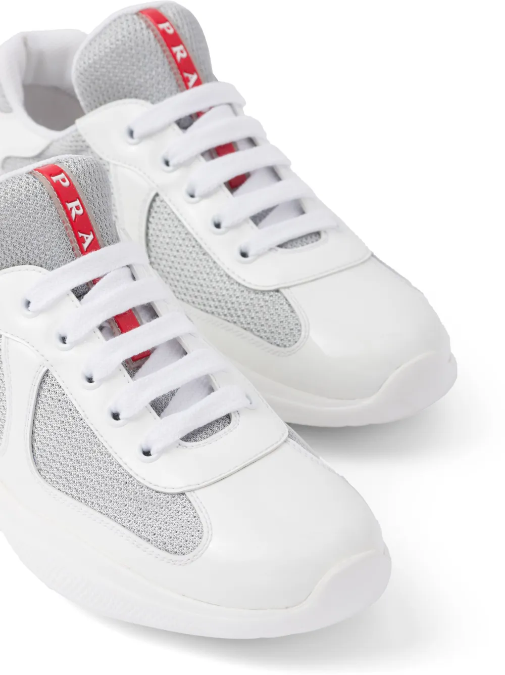 Prada Mesh Stitching Leisure Sports Shoes In White