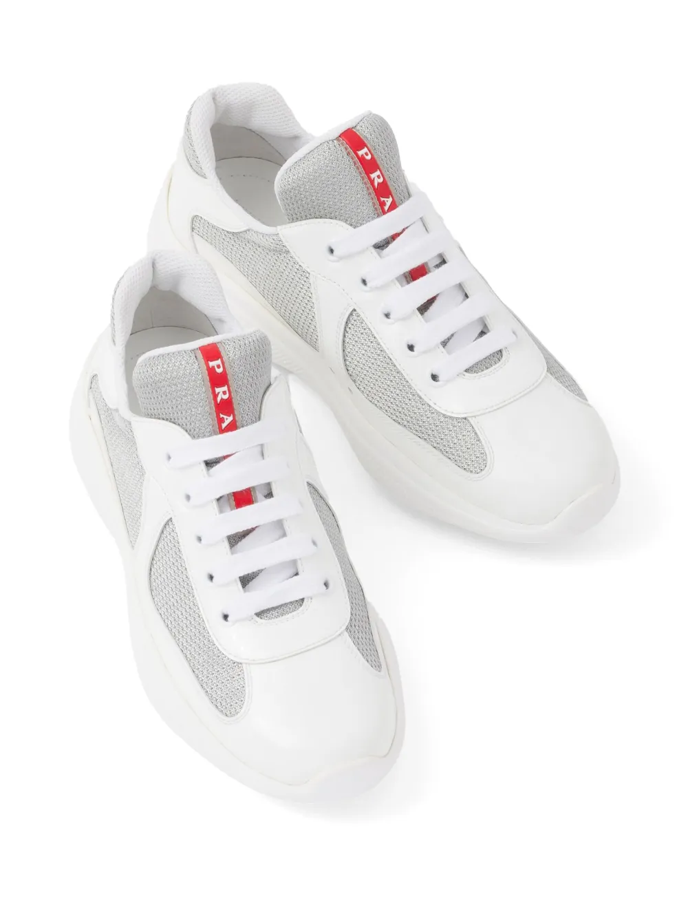 Prada Mesh Stitching Leisure Sports Shoes In White