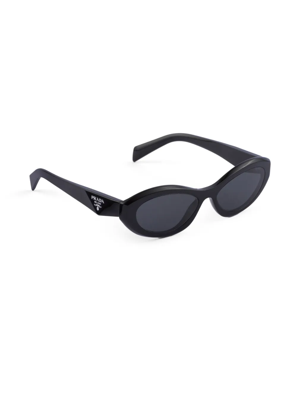 Shop Prada Symbole Oval-frame Sunglasses In Black