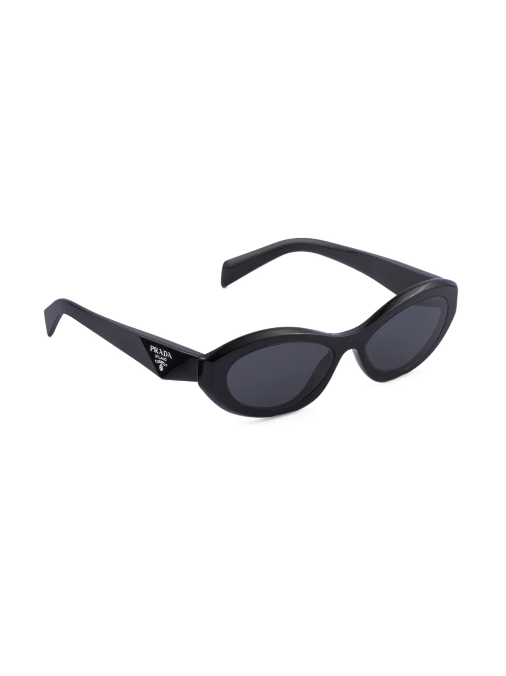 Shop Prada Symbole Oval-frame Sunglasses In Black