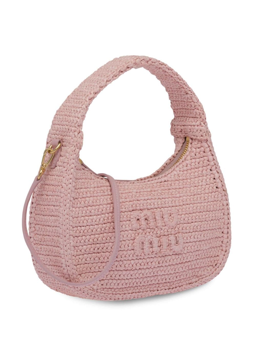 Shop Miu Miu Mini Wander Crochet Shoulder Bag In Pink